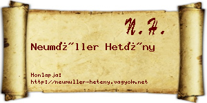 Neumüller Hetény névjegykártya